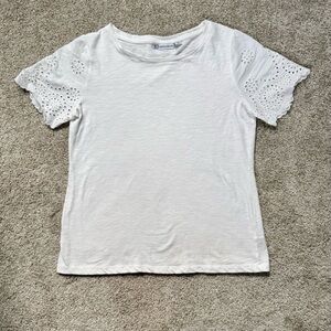 White Fitted Ruffled Short Sleeve T-Shirt